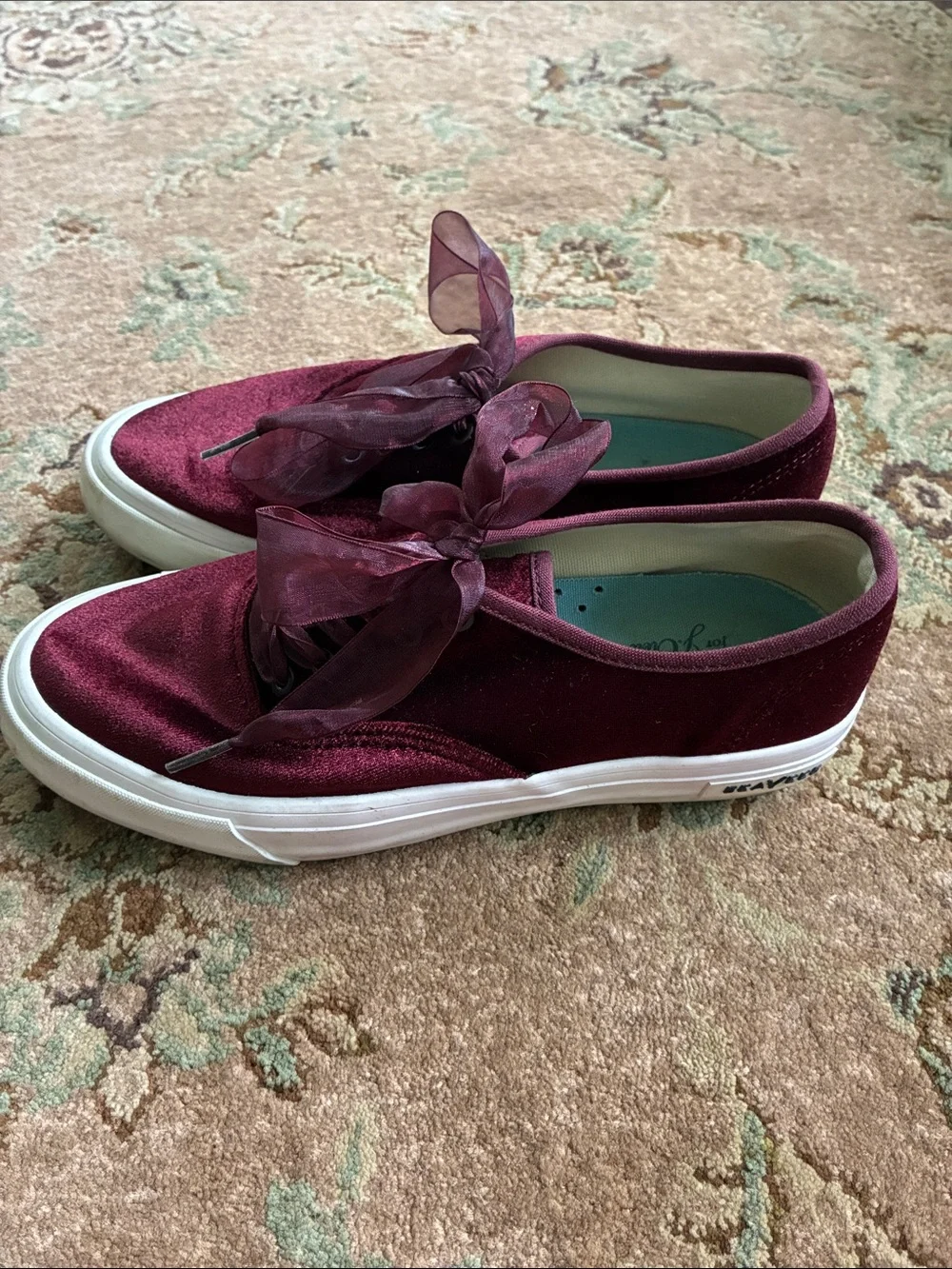SeaVees for J.Crew Legend Sneakers Burgundy Velvet 7